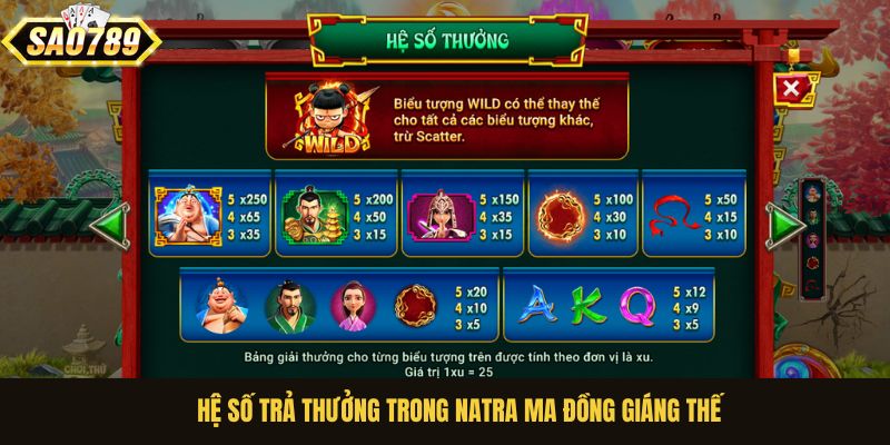 Hệ số trả thưởng trong NaTra Ma Đồng Giáng Thế